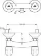 Zweigriff-Brausearmatur mit zwei Griffen und runder Körperform, montiert auf einer horizontalen Basis, abgebildet in technischer Zeichnung von Ideal Standard.